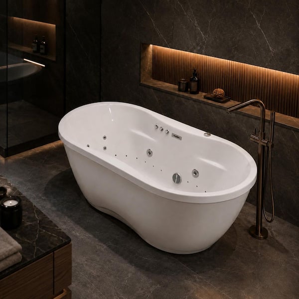 ANZZI 71 in. L x 36 in. W Whirlpool Bathtub with Center Drain in
