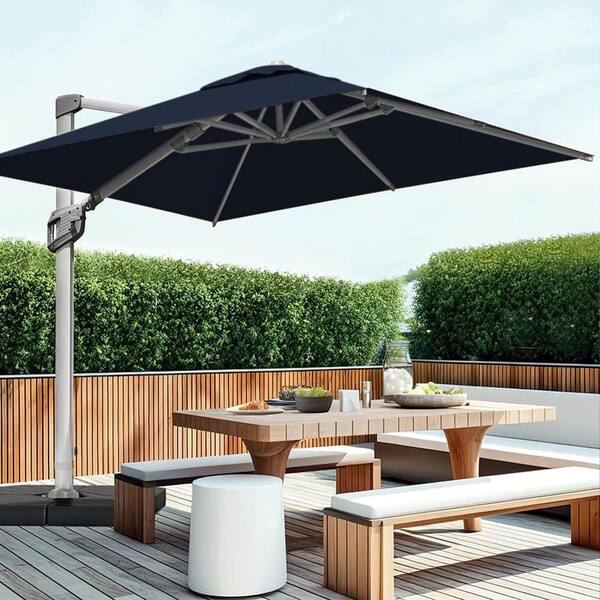 PASAMIC 10 ft. Aluminum Squrare Patio Offset Umbrella Cantilever ...