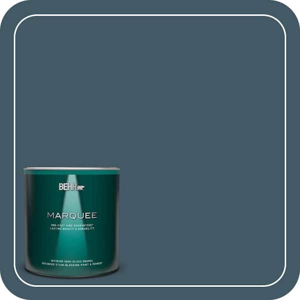 BEHR MARQUEE 1 qt. #S480-7 Midnight in the Tropics One-Coat Hide Semi-Gloss Enamel Interior Paint & Primer
