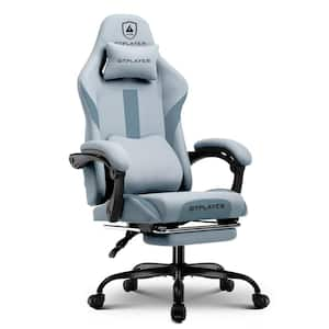 Gaming Chair Fabric with Pocket Spring Cushion Ergonomic Computer Chair with Headrest, Footrest, Lumbar Support, Gray