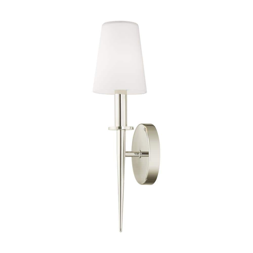 Polished Nickel Wall Sconce with Opal White Glass Shade