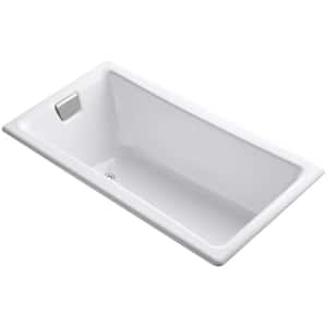 Tea-for-Two 5 ft. Reversible Drain Drop-In Cast Iron Bathtub in White