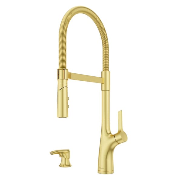 Ceylon Single Handle Culinary Pull Down Sprayer Kitchen Faucet in Brushed Gold