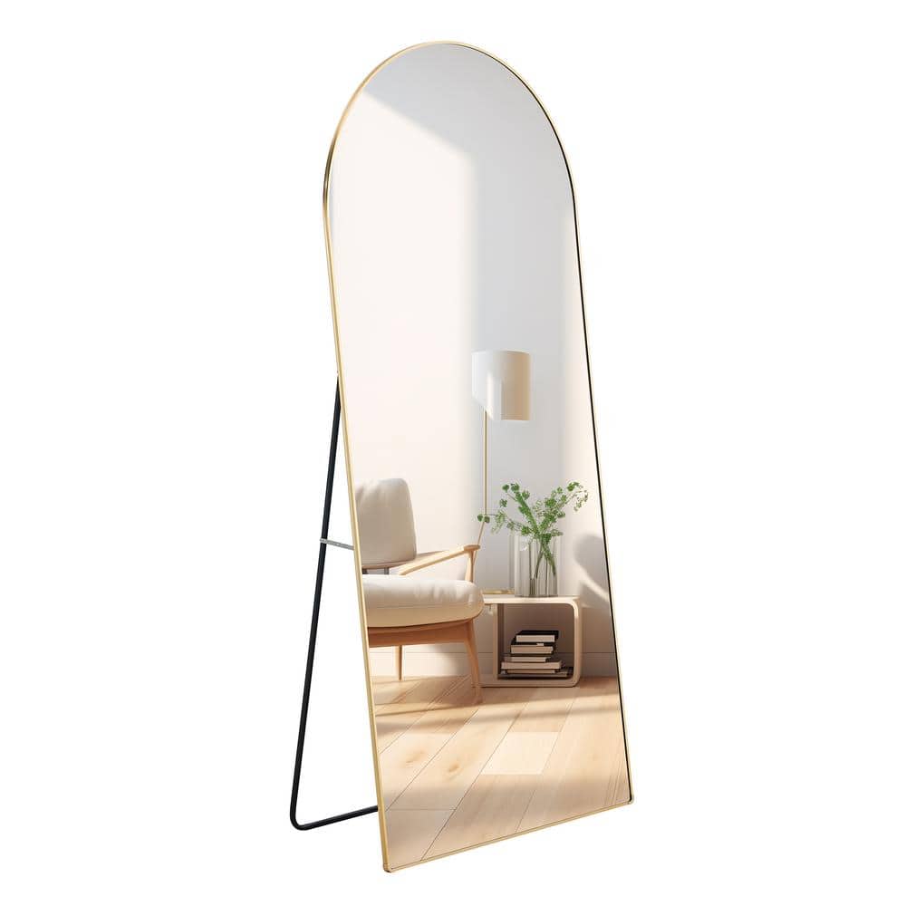 Hot Seller 4th Gen Gold 31.40 in. W x 71 in. H Framed Arched Metal Full-Len