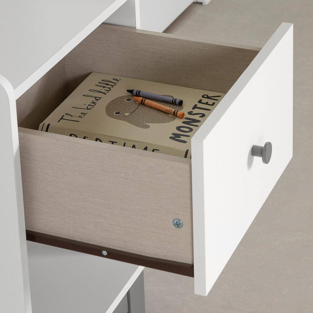 Soft Gray and White 1-Drawer Scandinavian Nightstand