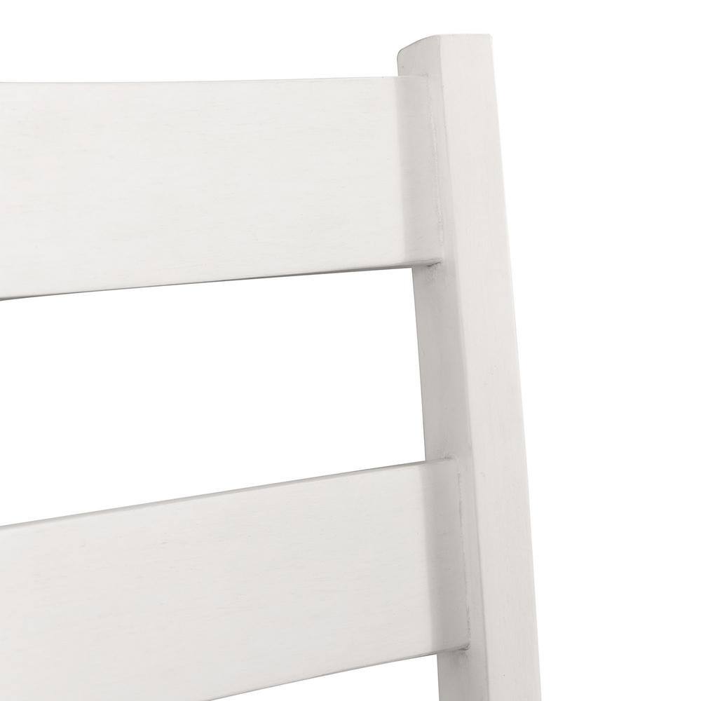 High Slat Ladderback Side Chair in White and Brown Faux Leather