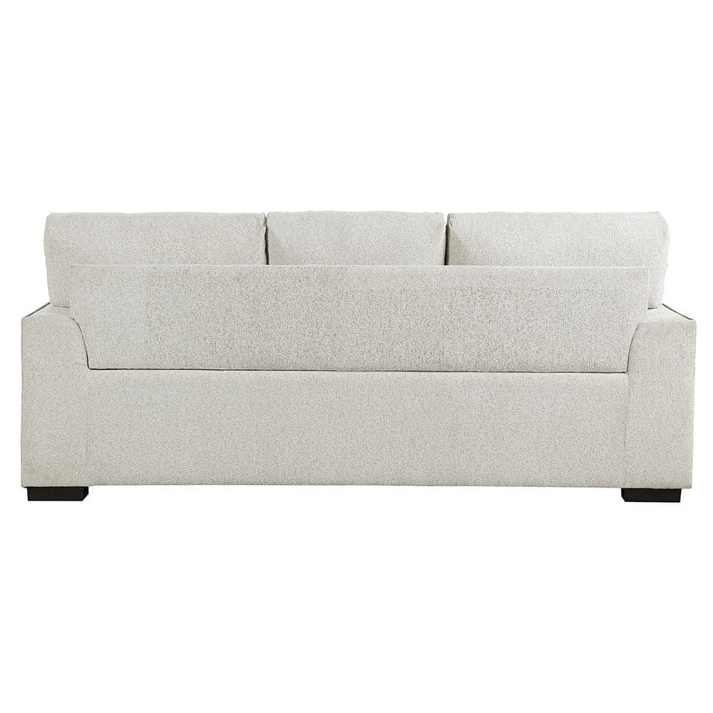 Beige Chenille Lawson Sofa with Nailhead Trim and Track Arms
