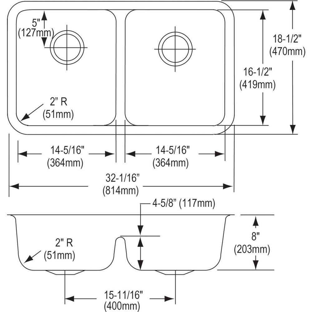 Lustrous Satin Stainless Steel Double Basin Undermount Sink