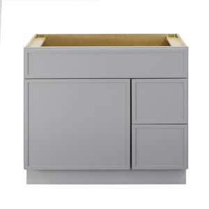36 in. W x 21 in. D x 32.5 in. H 2-Right Drawers Bath Vanity Cabinet without Top in Gray