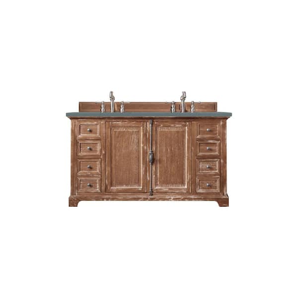 James Martin Vanities Providence 60.0 in. W x 23.5 in. D x 34.3 in. H Bathroom Vanity in Driftwood with Cala Blue Quartz Top