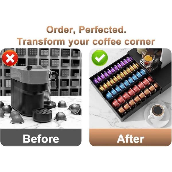 Lynzavix Black Coffee Pod Drawer Organizer with Large-Capacity