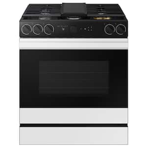 Bespoke 30 in. 6.0 cu. ft. 5 Burner Smart Slide-In Gas Range with Smart Oven Camera & Air Fry + Sous Vide in White Glass