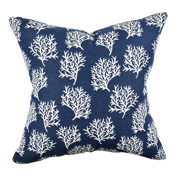 Vesper Lane Coral Reef Blue Floral 18 in. x 18 in. Throw Pillow