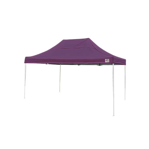 ShelterLogic 10 ft. W x 15 ft. D Pop-Up Canopy with Purple Cover, Black Roller Storage Bag, and 4-Position-Adjustable Steel Frame