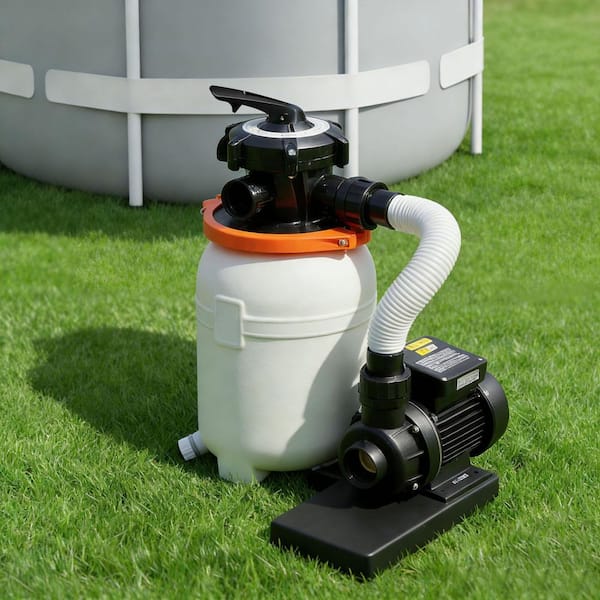 10 in. 0.33 HP Above Ground Pool Sand Filter Pump with 6-Way Valve, 3000 GPH