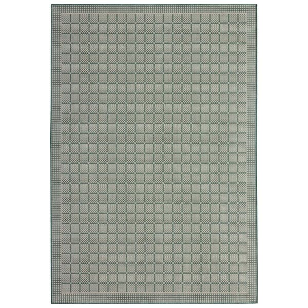 Patio Country Luna Green/Beige 8 ft. x 10 ft. Geometric Indoor/Outdoor Area Rug