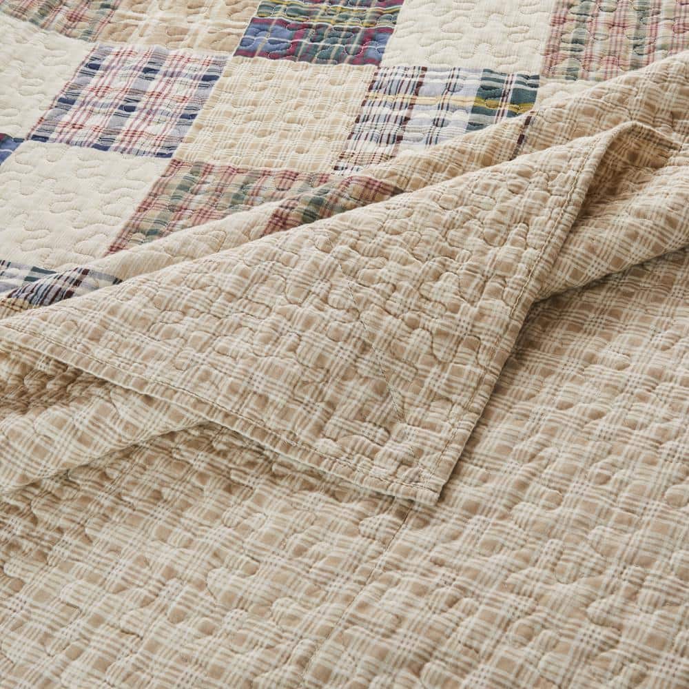 Oxford Taupe Cotton Reversible Queen Bedspread Set