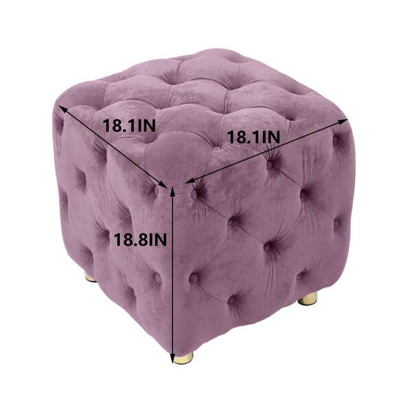 Modern Velvet Upholstered Ottoman Foot Stool, Velvet - Pink