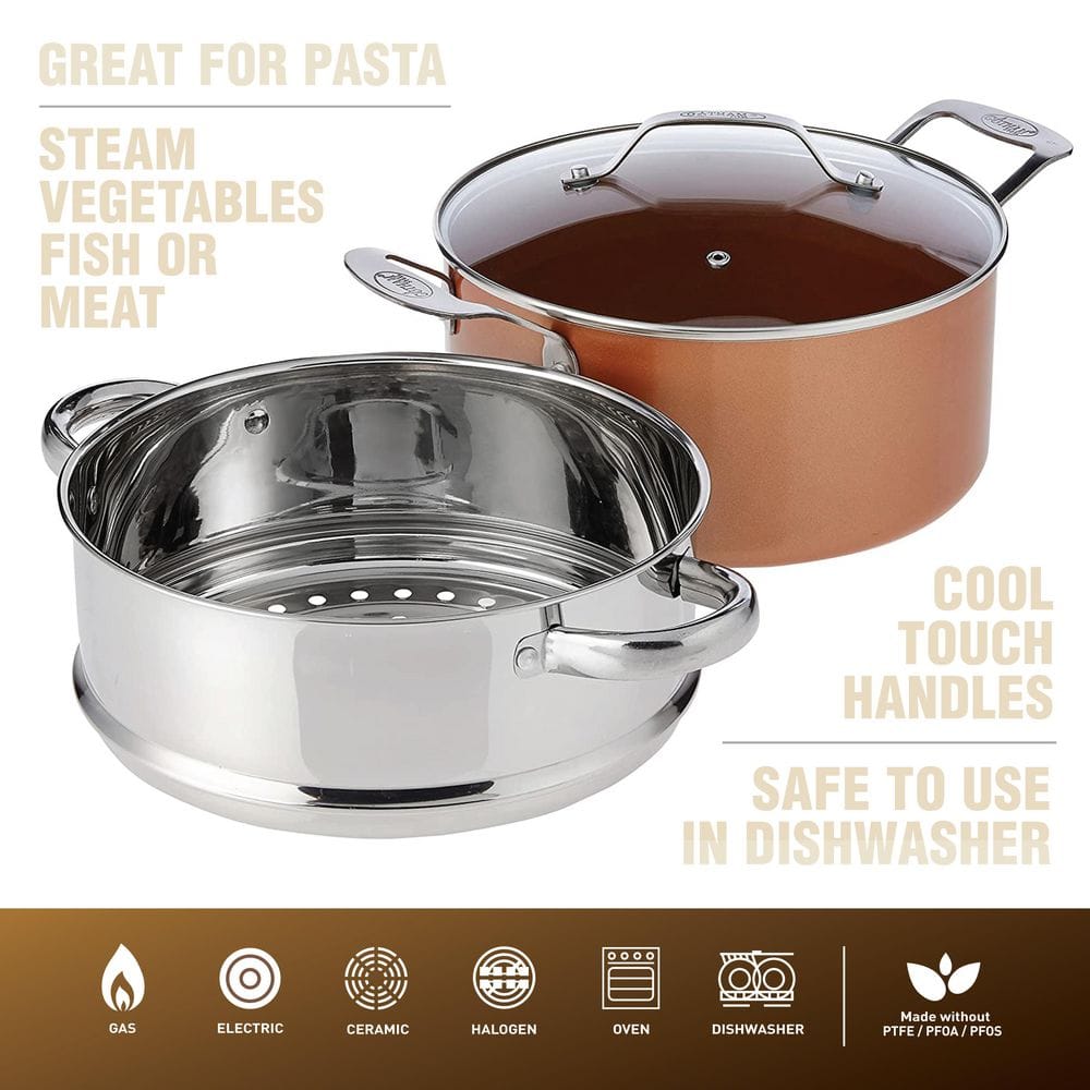 10-Piece Copper and Stainless Steel Nonstick Cookware Set
