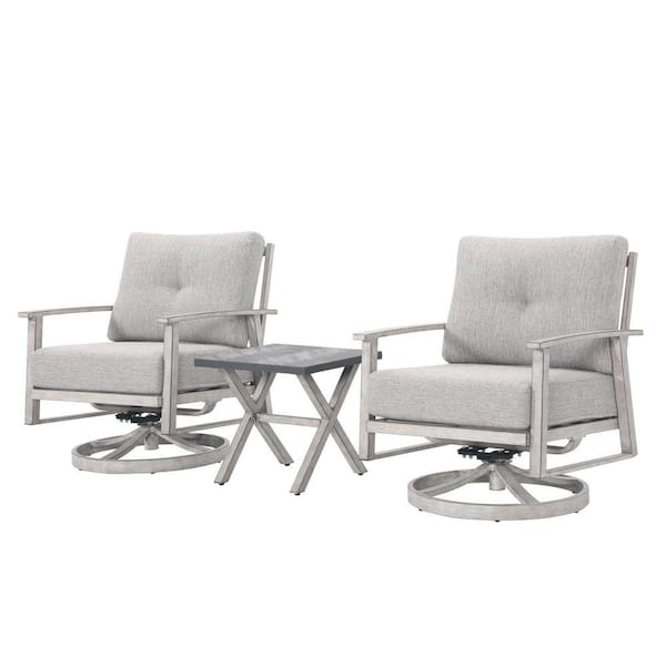 Gray 19 in. sq. Aluminum Outdoor Side Table with Resin Tabletop
