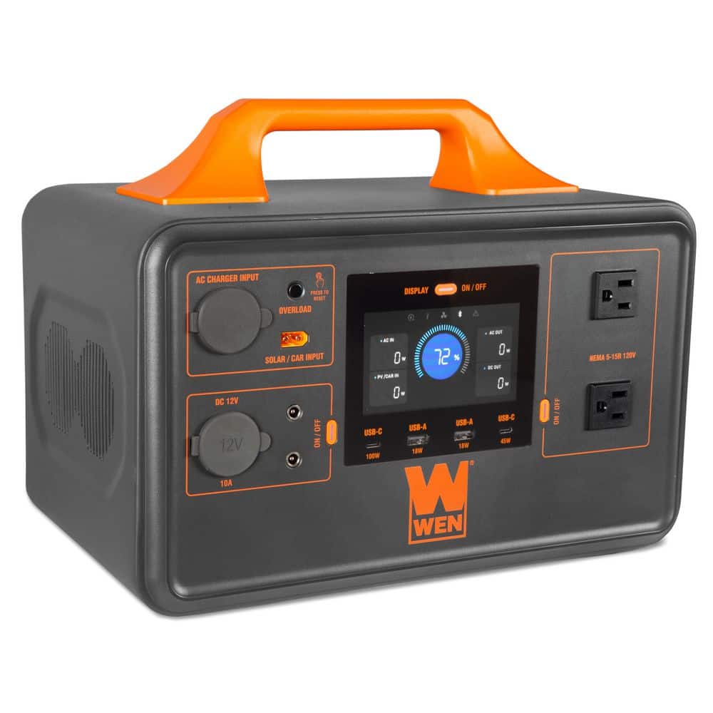 WEN 1000-Watt 1030Wh Lithium-Ion Power Station and Battery-Powered Push Start Inverter Generator with Bidirectional Charging