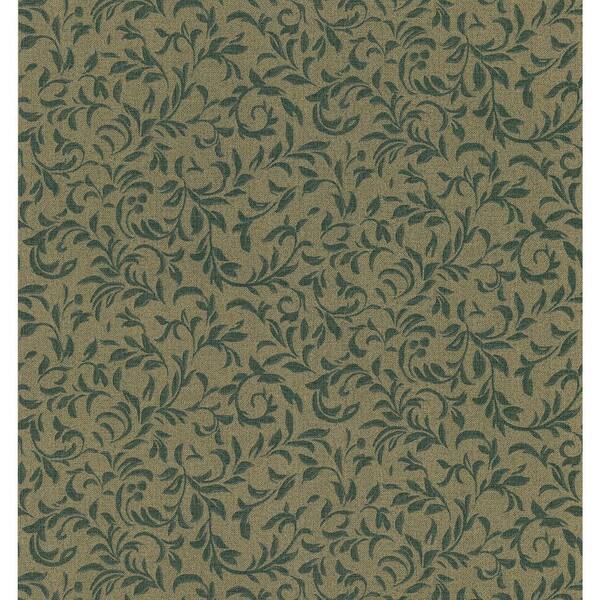 Brewster Textured Weaves Gold Small Leaf Scroll Wallpaper Sample