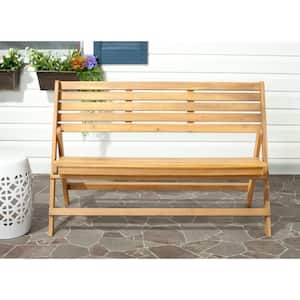 Luca 48 in. 3-Person Natural Brown Acacia Wood Folding Outdoor Bench