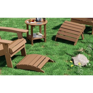 Teak Plastic Outdoor Folding Adirondack Ottoman (Set of 2)