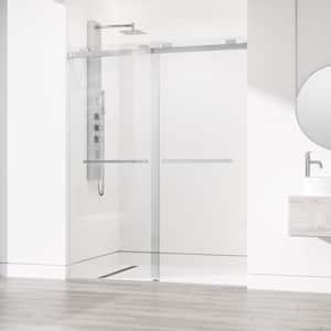 Houston 56 to 60 in. W x 76 in. H VMotion Sliding Frameless Shower Door in Chrome with 3/8 in. (10mm) Clear Glass
