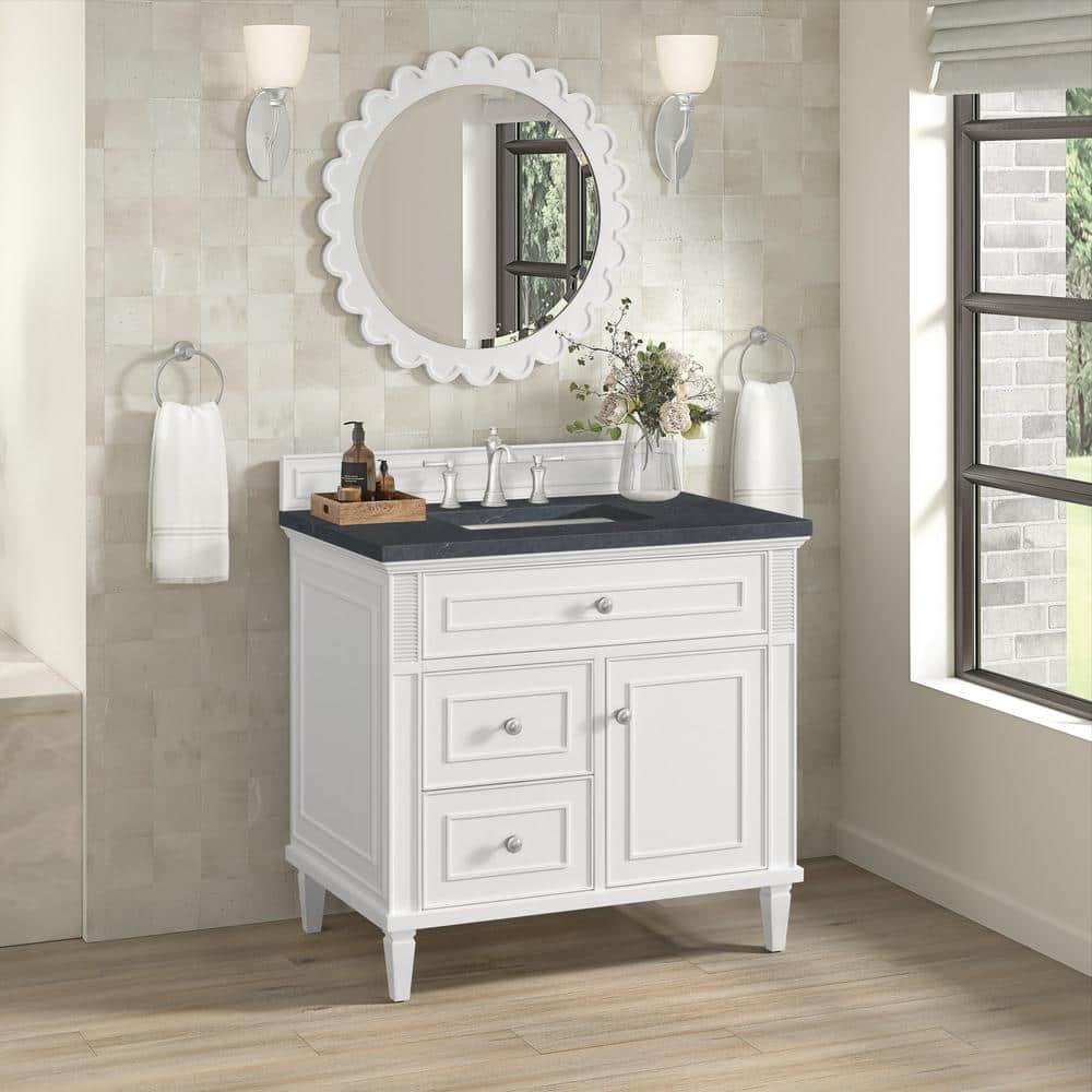 Lorelai 36.0 in. W x 23.5 in. D x 34.06 in. H Single Bath Vanity in Bright White with Charcoal Soapstone Quartz Top price history on PriceWatchPro