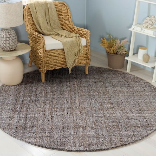 Abstract 6 ft. x 6 ft. Round Brown Classic Marle Area Rug