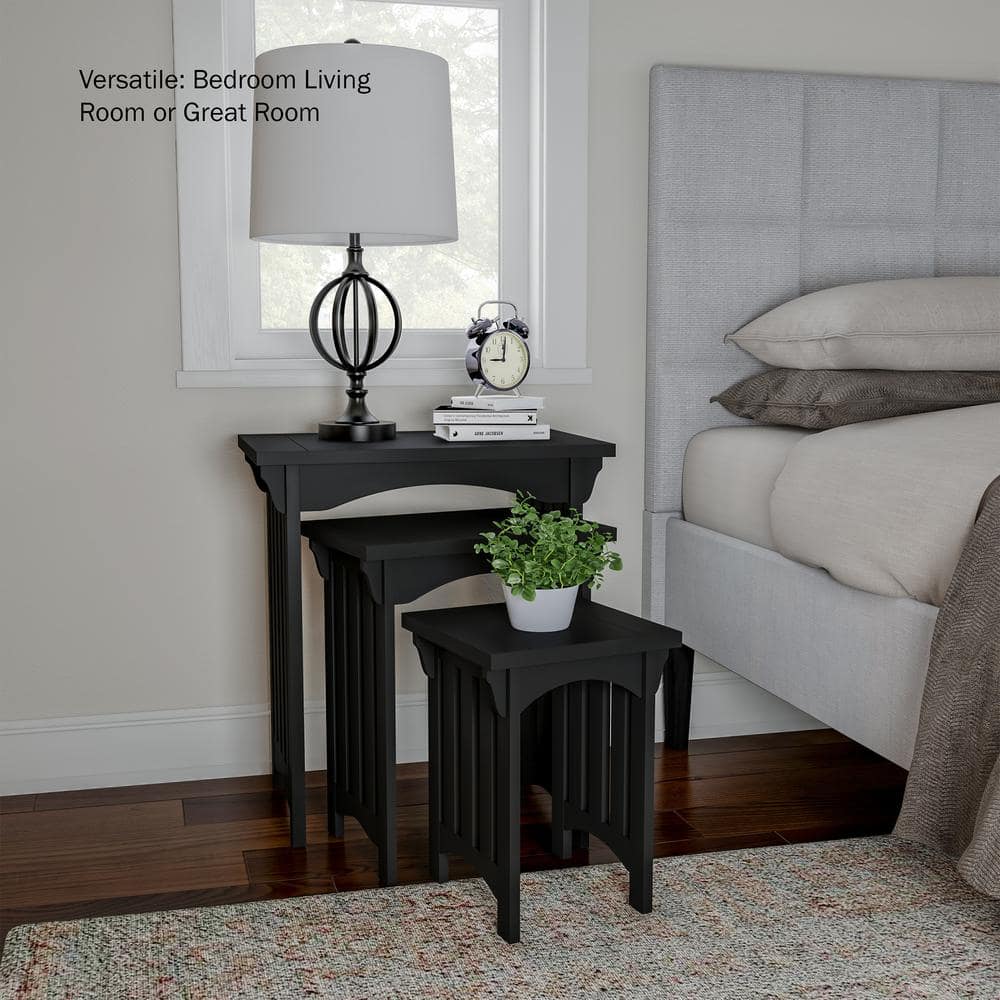 Black Rectangular Mission Style 3-Piece Nesting Tables