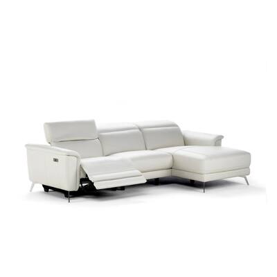 Casanova 104 in. Beige Solid leather 3 Seater Modern Sectional Sofa with Motorized Foot Rest & Push Back Functional