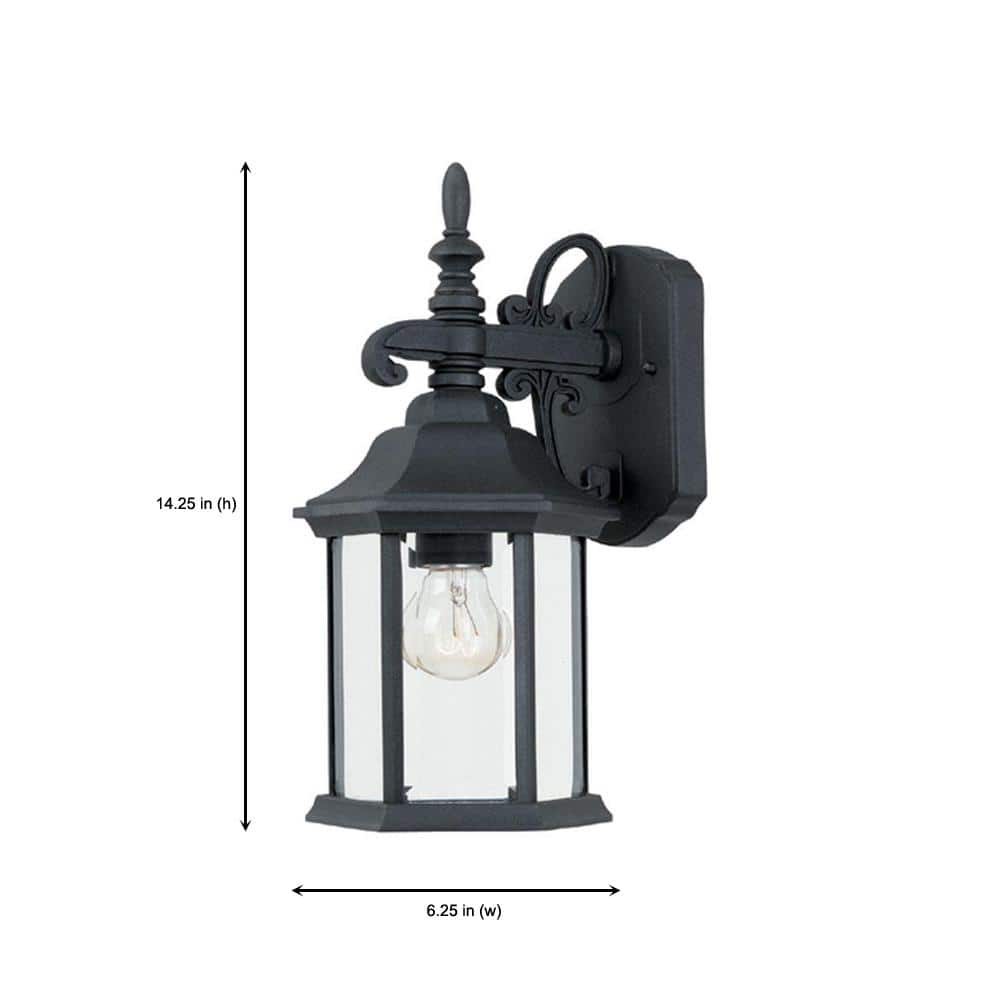 Black Cast Aluminum 14.25" Outdoor Wall Lantern with Clear Glass