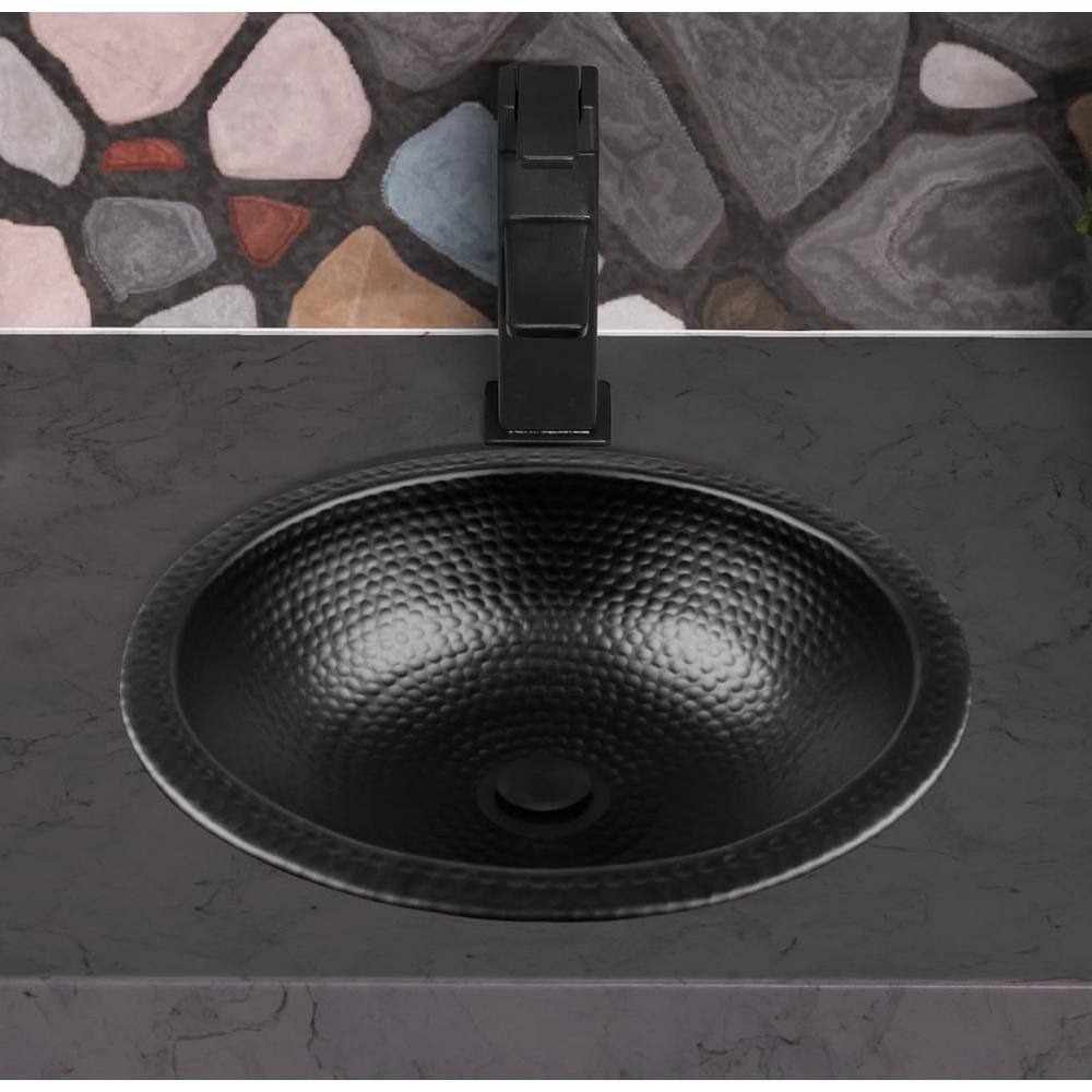 Black Hand Hammered Aluminum 16" Round Bathroom Sink