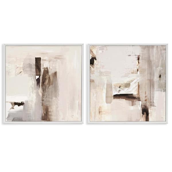 Neutral Forms on Beige by Susan Jill 2 Pieces White Framed Abstract Giclee Art Print 24 in. x 24 in.