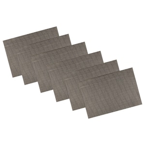 EveryTable 18 in. x 12 in. Transparent Hickory Black, White, Gold Woven PVC Placemat (Set of 6)