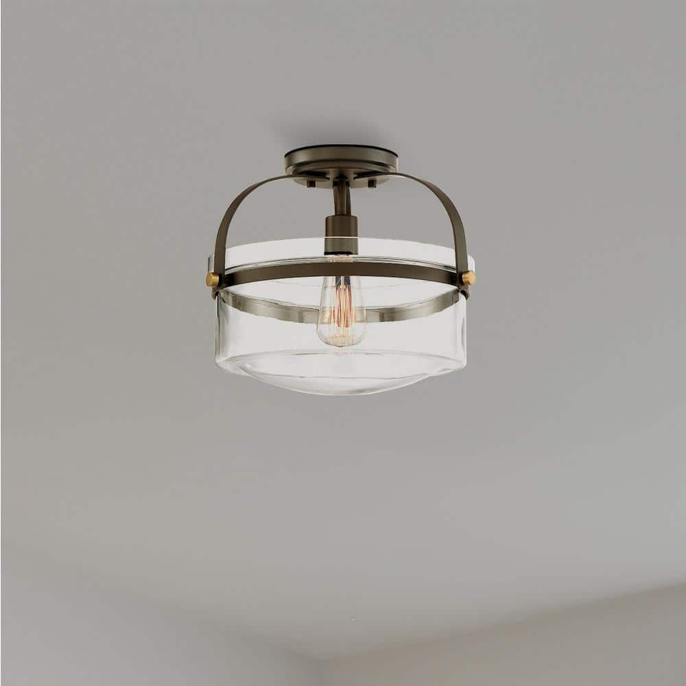Jaxon 10.75'' Clear Glass Bowl Ceiling Light in Oil Rubbed Bronze