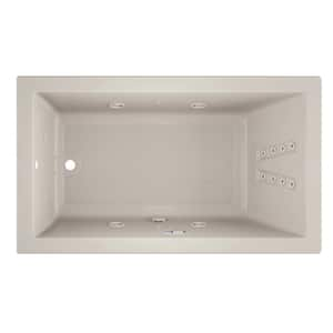 SOLNA SALON SPA 72 in. x 42 in. Rectangular Combination Bathtub with Right Drain in Oyster