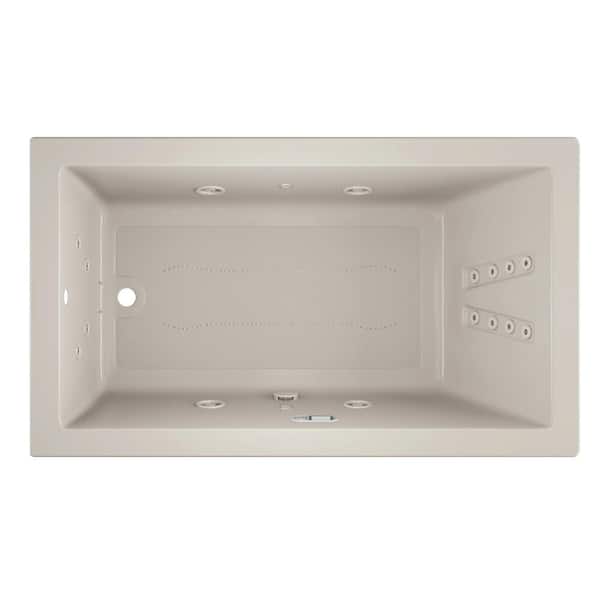 JACUZZI SOLNA SALON SPA 72 in. x 42 in. Rectangular Combination Bathtub with Right Drain in Oyster
