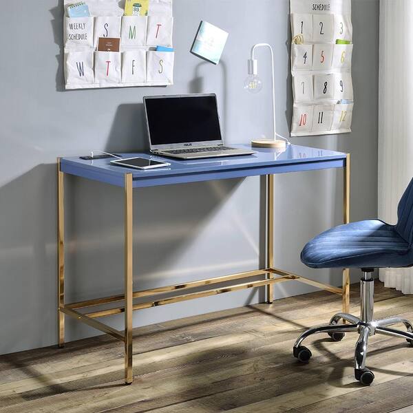 navy and gold writing desk