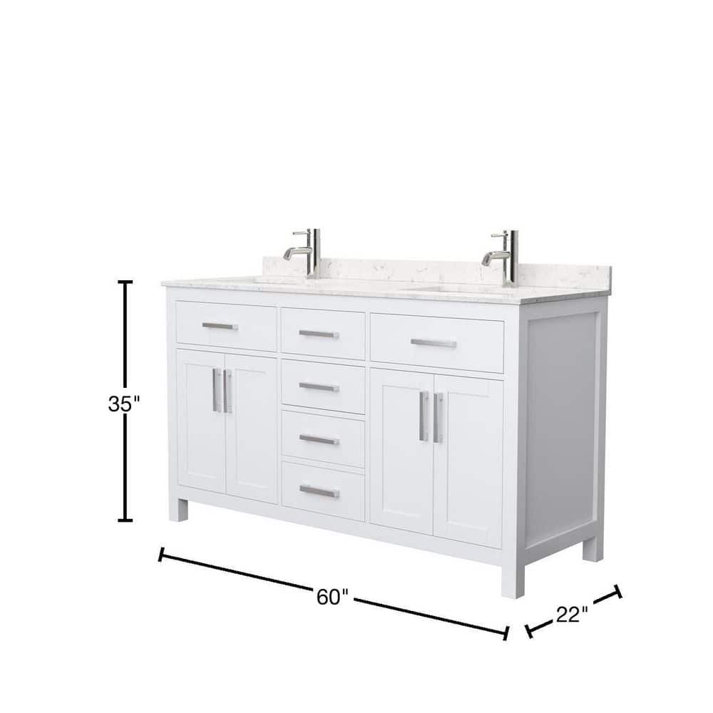 Beckett 60" White Double Bathroom Vanity with Marble Top