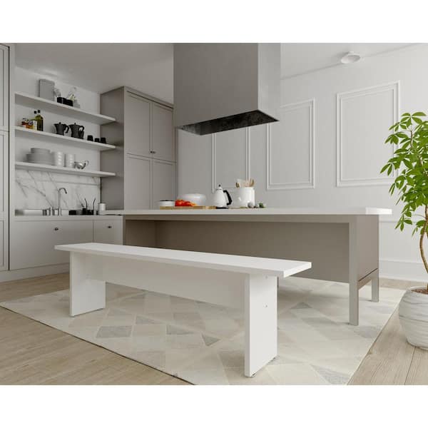 Manhattan Comfort NoMad 67.91 in. Wide Modern White Composite Wood Dining Bench