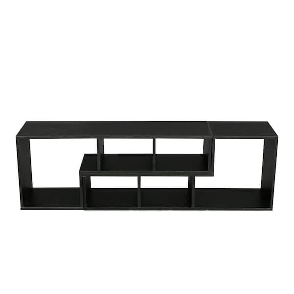 ATHMILE Black 16.89 in. White Particle Board Bookcase for Home Furniture