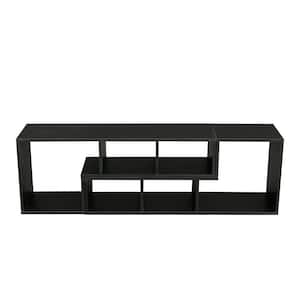 Ashikaga 41 in. Black Particle Board Double L-Shaped TV Stand with Display Cubes Fits TV's up to 60 in.