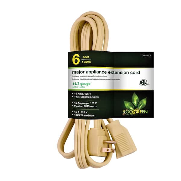 6 ft. 14/3 SPT A/C Extension Cord, Beige