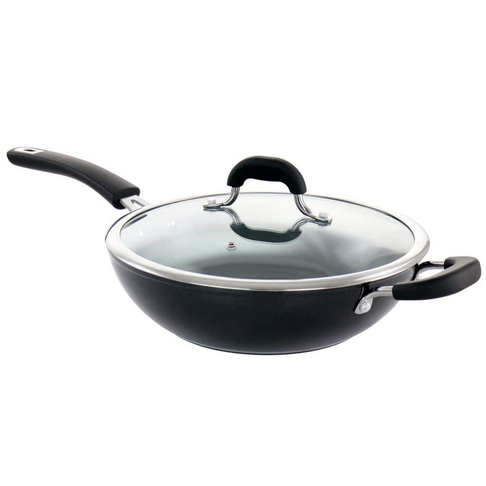 KENMORE Arlington 11 in. Nonstick Aluminum Wok in Black Diamond