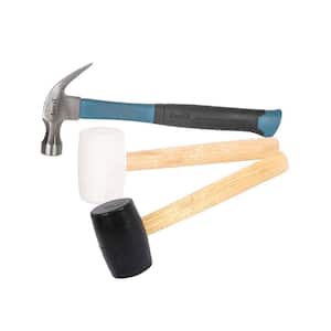 3-Piece Hammer Set Includes 16 oz. Fiberglass Claw Hammer, 16 oz. White/Black Head Rubber Mallet