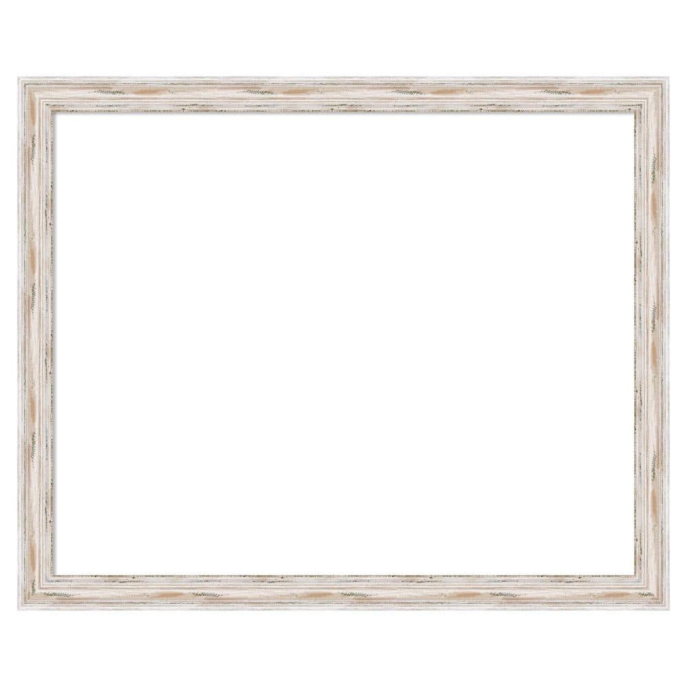 Alexandria White Wash Narrow 33 in. x 27 in. Wood Framed Dry Erase Magnetic Memo Board
