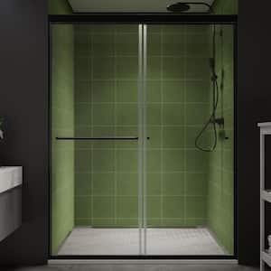 50-54 in. W x 70 in. H Sliding Framed Shower Door in Matte Black with 1/4 in. (6 mm) Clear Glass